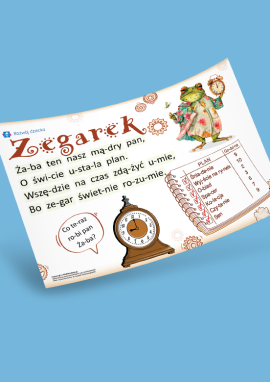 Zegar: czytanie krótkiego tekstu sylabami