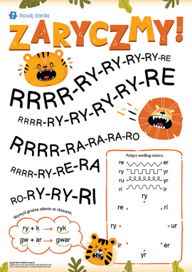 Czytamy sylaby z głoską R: ćwiczenie czytania dla przedszkolaków