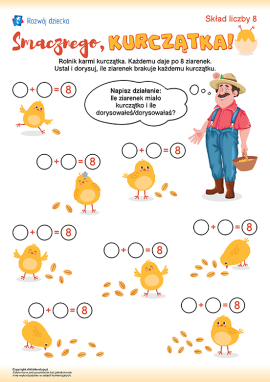Skład liczby 8: zadanie matematyczne dla przedszkolaków