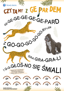 Nauka czytania sylab z głoską G dla przedszkolaków
