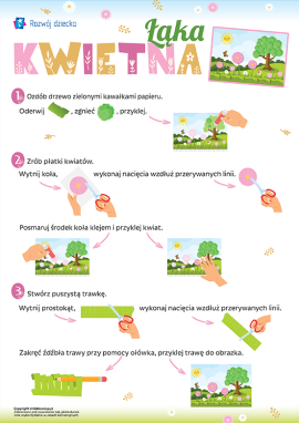 Łąka kwietna: papierowa praca plastyczna 3D