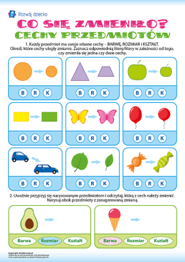Poznajemy cechy przedmiotów: barwa, kształt, rozmiar