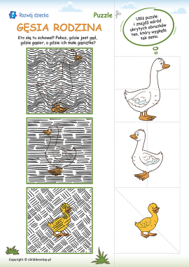 Gęsia rodzina: puzzle dla najmłodszych