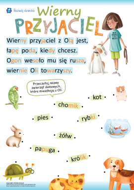 Zwierzątka domowe: czytanie sylabami