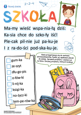 Szkoła i przybory szkolne: czytanie metodą sylabową