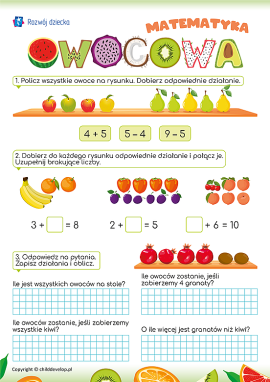 Owocowa matematyka: dodawanie i odejmowanie w zakresie 10