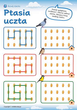 Ptasia uczta: rozwijamy grafomotorykę i orientację przestrzenną