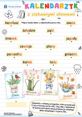 Pory roku: słowa do czytania sylabami