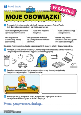 Obowiązki w szkole: znam je i przestrzegam ich