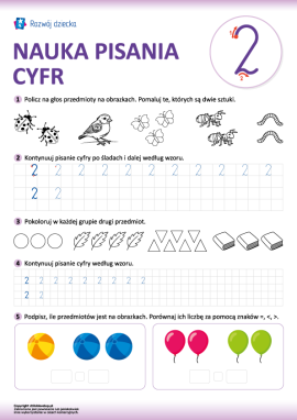 Uczymy się pisania cyfr (cyfra 2)
