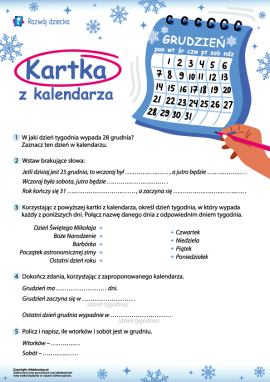 Kartka z kalendarza: odczytujemy daty i dni tygodnia