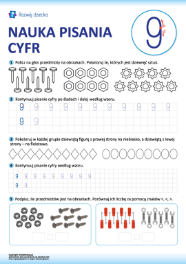 Uczymy się pisania cyfr (cyfra 9)
