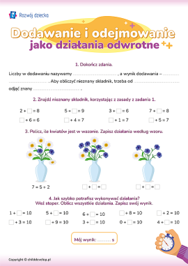 Dodawanie i odejmowanie jako działania odwrotne