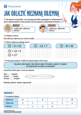 Ćwiczenia matematyczne: obliczanie nieznanej odjemnej