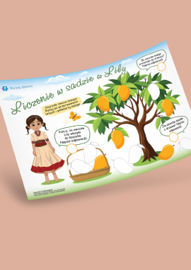 Drzewo mango: liczenie w zakresie do 5 i zadanie grafomotoryczne