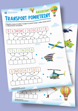 Transport powietrzny: rozsypanka literowa z obrazkami