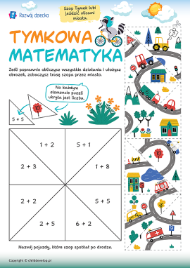Matematyka Tymka: puzzle matematyczne z dodawaniem w zakresie 10