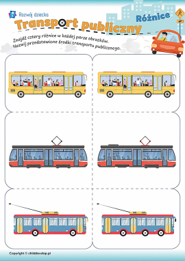 Transport publiczny: znajdź różnice dla dzieci w wieku 4–6 lat