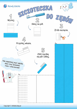 Szczoteczka do zębów: szablon do pracy plastycznej z papieru