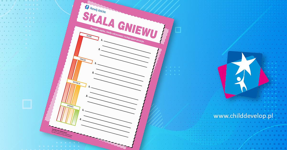 Skala gniewu – do druku karty pracy Poznaję siebie dla rozwoju dziecka