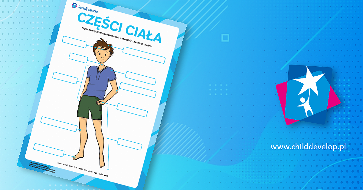 Części ciała człowieka „Chłopiec” – do druku karty pracy Klasa 4 dla