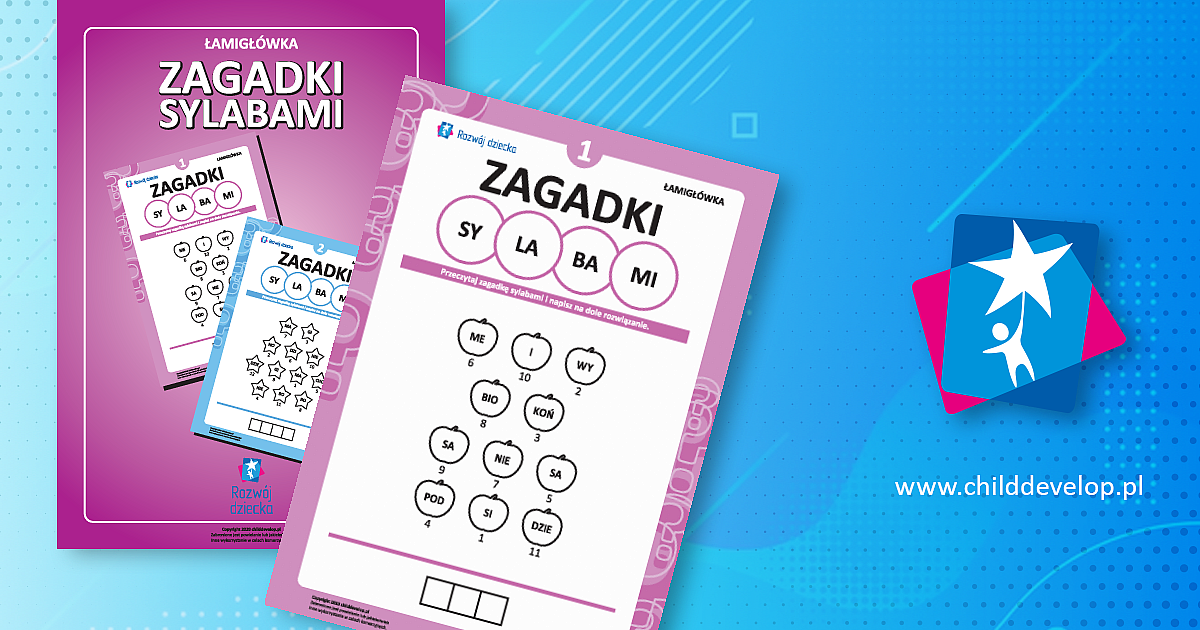 „Zagadki sylabami” (język polski) – do druku karty pracy Zagadki dla