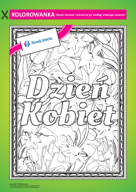 Tematyczna kolorowanka na Dzień Kobiet