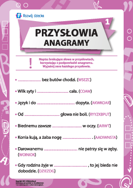 Przysłowia i anagramy nr 1 (język polski)