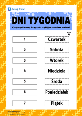 „Dni tygodnia”: układamy według kolejności