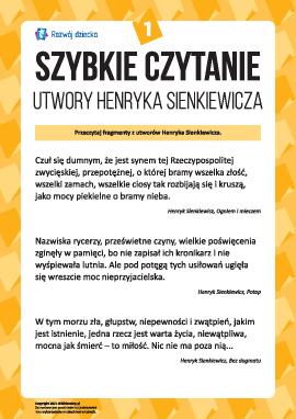 Szybkie czytanie: Utwory Henryka Sienkiewicza nr 1