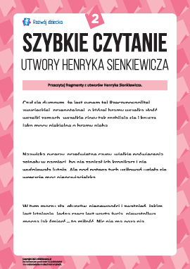 Szybkie czytanie: Utwory Henryka Sienkiewicza nr 2