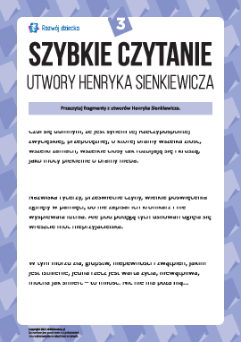 Szybkie czytanie: Utwory Henryka Sienkiewicza nr 3