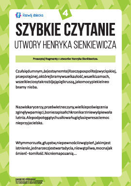 Szybkie czytanie: Utwory Henryka Sienkiewicza nr 4