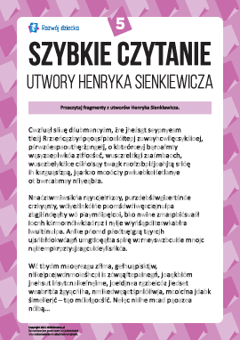 Szybkie czytanie: Utwory Henryka Sienkiewicza nr 5