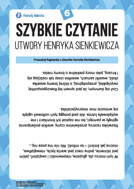 Szybkie czytanie: Utwory Henryka Sienkiewicza nr 6