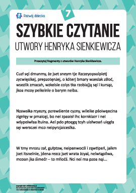 Szybkie czytanie: Utwory Henryka Sienkiewicza nr 7
