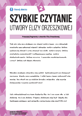Szybkie czytanie: Utwory Elizy Orzeszkowej nr 2