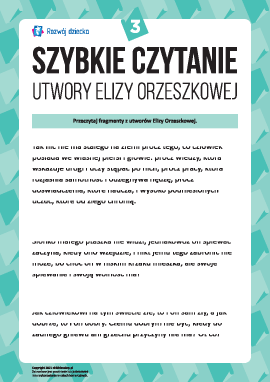 Szybkie czytanie: Utwory Elizy Orzeszkowej nr 3