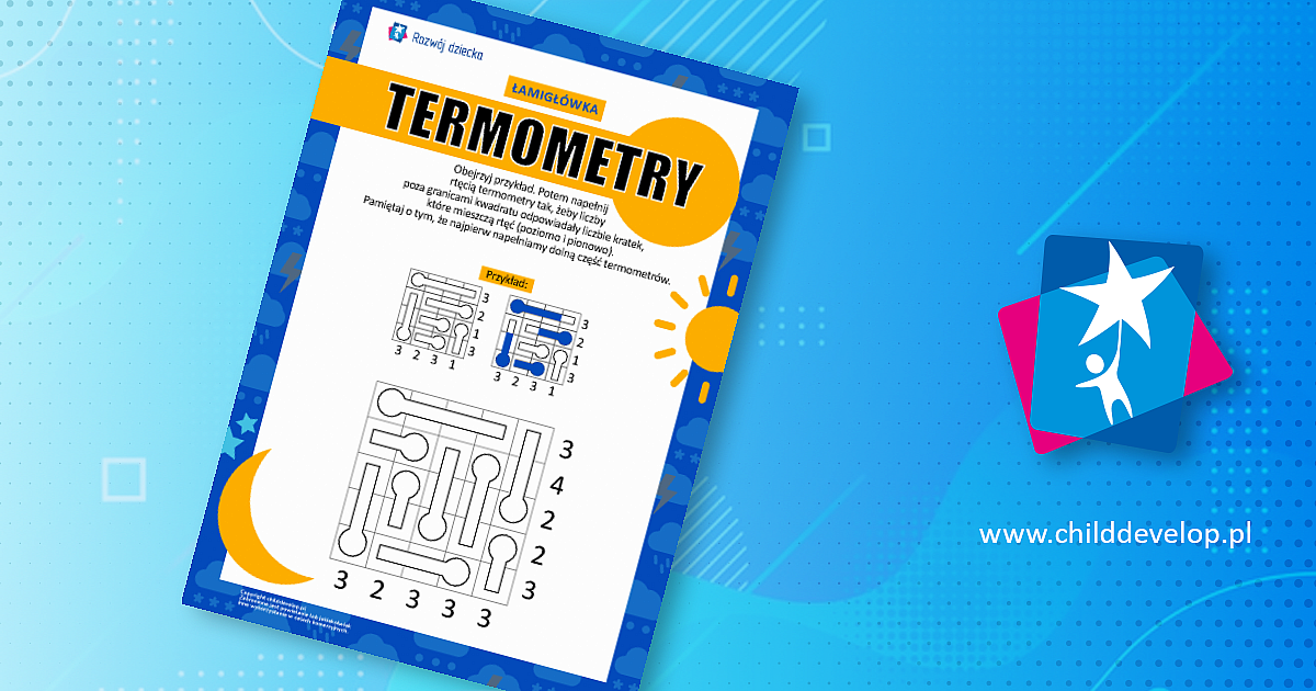Łamigłówka „Termometry” – do druku karty pracy Łamigłówki dla rozwoju