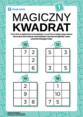 Łamigłówka „Magiczny kwadrat” nr 1