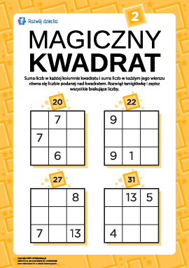 Łamigłówka „Magiczny kwadrat” nr 2