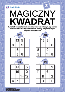 Łamigłówka „Magiczny kwadrat” nr 3