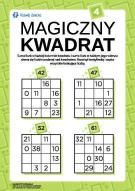 Łamigłówka „Magiczny kwadrat” nr 4