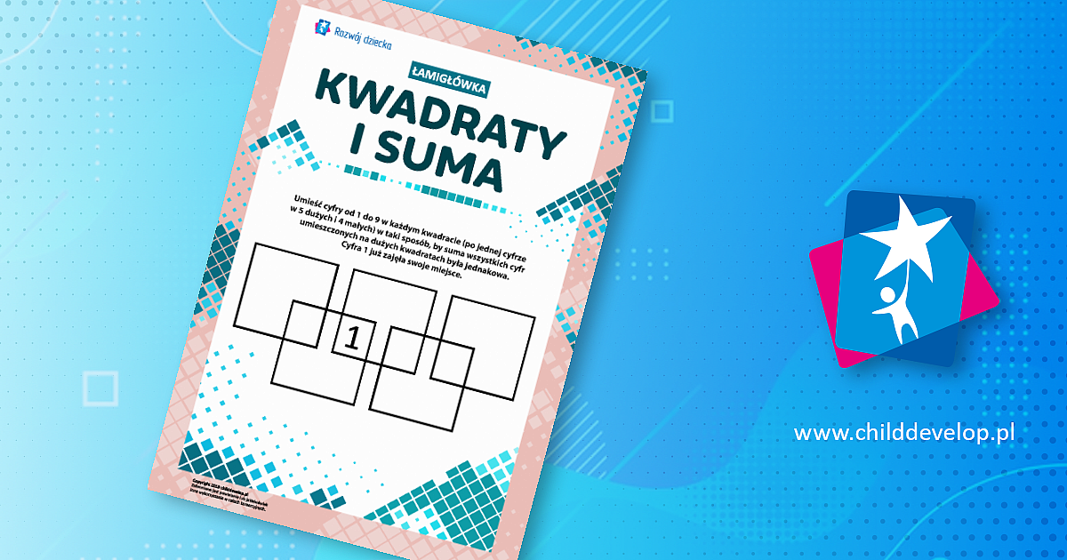 Łamigłówka „Kwadraty і suma” – do druku karty pracy Łamigłówki dla