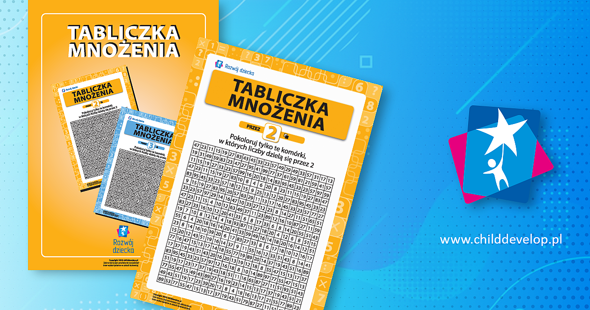 Kolorowanka „Uczymy się tabliczki mnożenia przez 2” – do druku karty