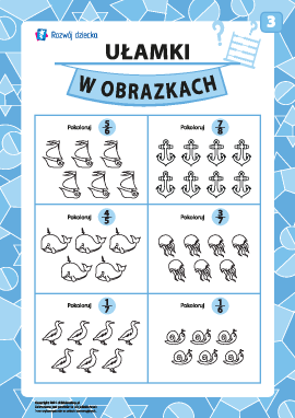Zadanie ilustrowane „Ułamki w rysunkach” nr 3