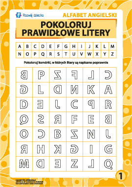 Prawidłowe litery nr 1 (angielski alfabet)