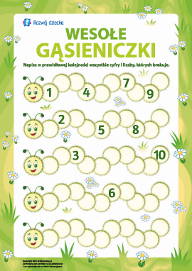 Wesołe gąsieniczki – uczymy się liczenia do 10