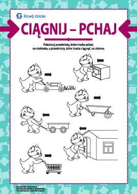 Rozwijająca kolorowanka „Ciągnij-pchaj”