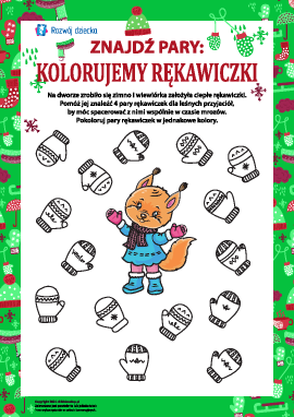 Znajdź pary: kolorujemy rękawiczki